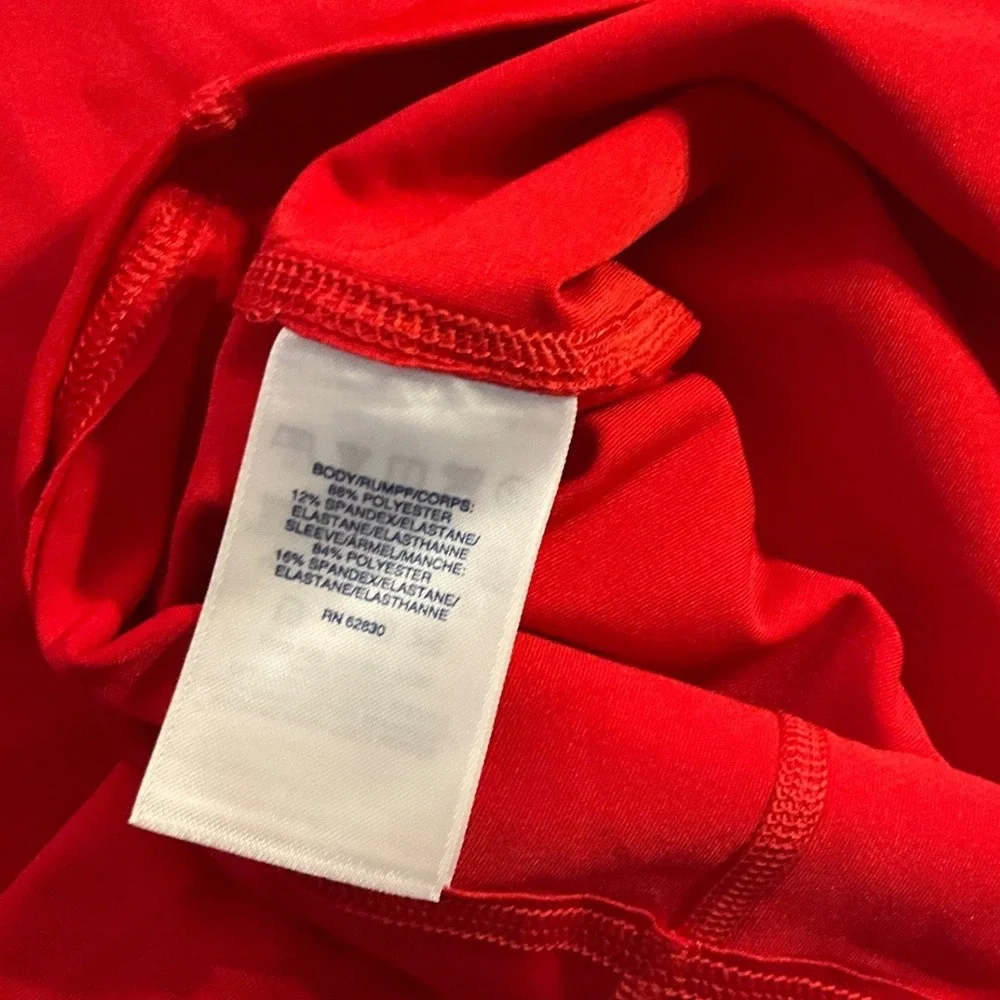 Lands' End Youth XL Red Black Rash Guard Swim Shirt UPF Short Sleeve